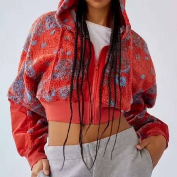 UO BDG Like New Sherpa Forest Zip Crop Hoodie Jacket XS - Picture 4 of 11
